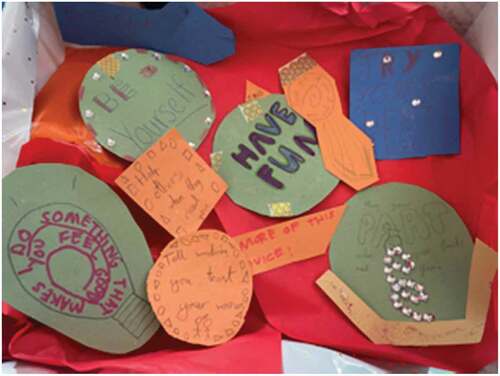 Figure 1. Pieces of advice written by children to put inside their good advice box.