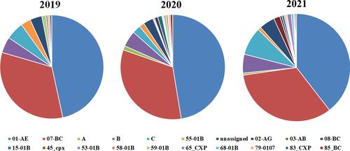 Figure 1 Distribution of HIV-1 genotypes among 865 HIV-1 treatment naïve patients.