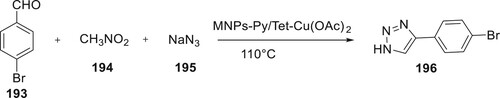 Scheme 45. Synthesis of NH-1,2,3-triazoles by using a nanocatalyst.