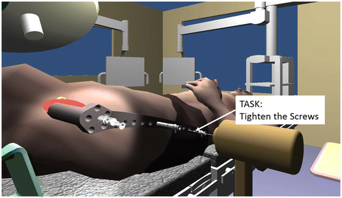 Figure 9. A view of the screw insertion training environment.