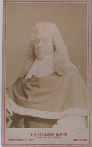 Figure 7. Carte de visite portrait of The Hon Baron Martin (The London Stereoscopic & Photographic Company).