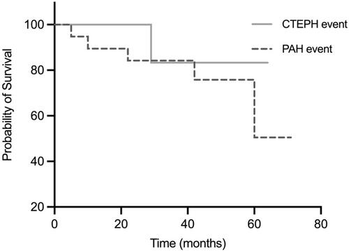 Figure 3 Survival rate at 60 months in PAH and CTEPH cases.