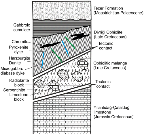 Figure 4. The tectonostratigraphy of the units around the southern margin of the Sivas basin.