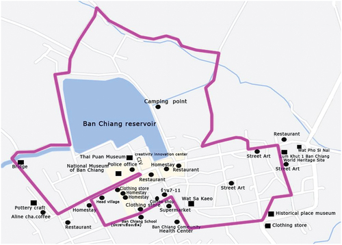 Figure 2. Cycling cultural tourism route at Ban Chiang, Udonthani, Thailand.