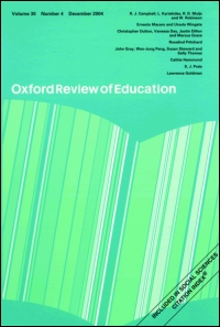 Cover image for Oxford Review of Education, Volume 38, Issue 6, 2012
