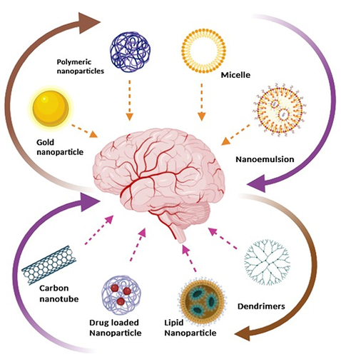 Figure 2 Diverse nano-based therapies for advancing brain disorder treatment.