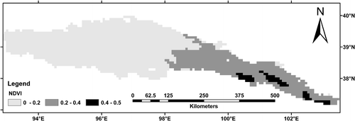 FIGURE 5 Distribution of mean NDVI values averaged from 1982 to 2006.