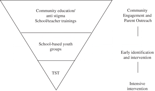 Figure 2. Project SHIFA's continuum of care and corresponding goals for the provision of services.