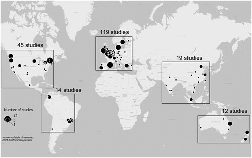 Figure 2. Map of the selected studies.
