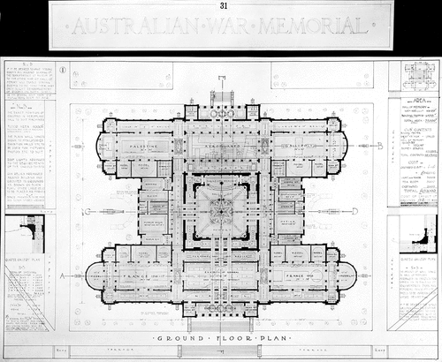 Figure 7. Hennessy, Hennessy, Keesing & Co., competition design for the Australian War Memorial, plan view (1925–26). Collection: National Archives of Australia.