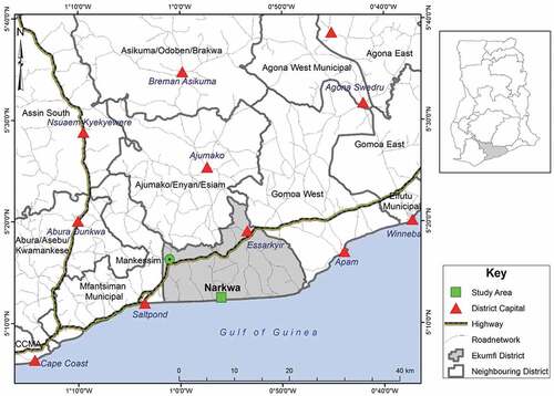 Figure 1. A map showing Ekumfi-NarkwaSource: Cartographic Unit, University of Cape Coast.