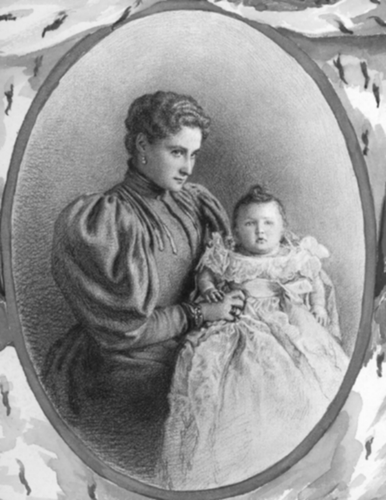 FIGURE 3 Pencil sketch of Empress Alexandra and her infant daughter, the Grand Duchess Olga, on the cover of Arkadii A. Poluboiarinov's manuscript score of his Kolybel'naia piesnia [Cradle song], for voice and piano, dated 1896; Library of Congress call number: M1621.P Case (Folio).