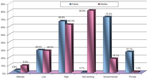 Figure 1 Education and work status of father and mother.