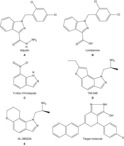 Figure 1.  Novel bioactive compounds with a core indazole nucleus of pharmacological importance.