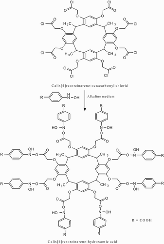 Scheme 1. Synthetic route of calix[4]resorcinarene-hydroxamic acid.