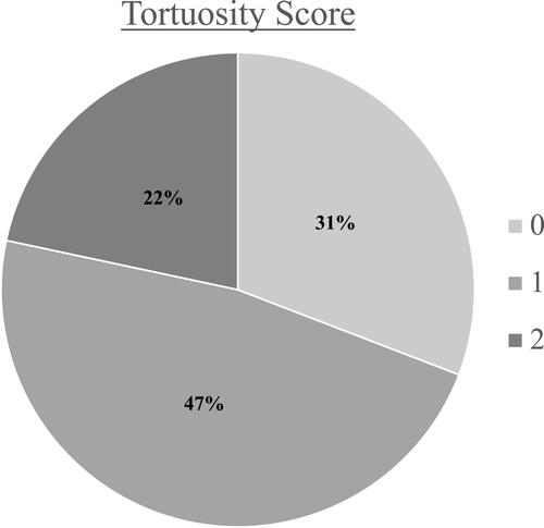 Figure 2 Tortuosity score distribution for the entire cohort.