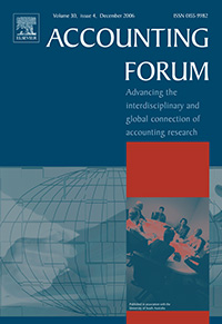 Cover image for Accounting Forum, Volume 30, Issue 4, 2006