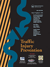 Cover image for Traffic Injury Prevention, Volume 19, Issue sup1, 2018