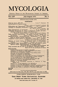 Cover image for Mycologia, Volume 65, Issue 4, 1973