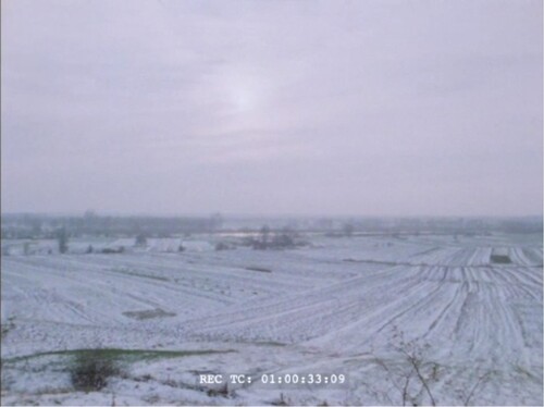 FIGURE 1 View from Zarzecze over fields and the River San. From Lanzmann (Citation1979b).