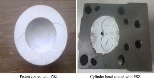 Figure 2 Piston and cylinder head coated with PSZ.