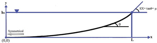 Figure 1. Definition of the notation in the cross-section of a threshold channel.