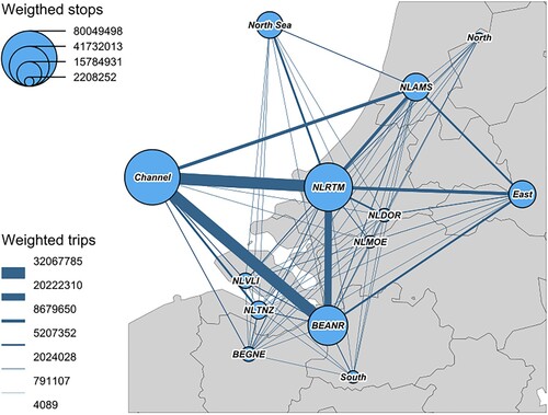 Figure 4 . Spatial representation of the network.Source: Authors’ calculation from AISHub data.