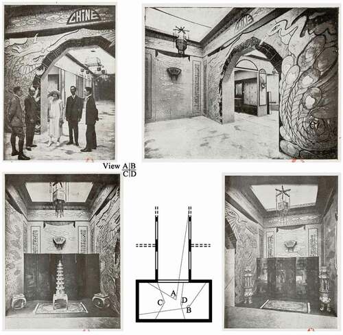 Figure 1. The interior design of the Chinese pavilion in the 1925 Paris Exposition (The plan is reconstructed by the author).