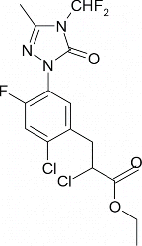 Figure 1S. Carfentrazone-ethyl structural formula.Citation[17]