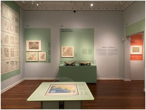 Fig. 3. The Netherlands: Maps in this room addressed the developments of cartographic contours of the country and documented the country's eternal struggle with water. Visitors were both surprised when encountering unfamiliar material and expressed recognition and amazement at the same time about the topicality and continuity of issues including the environment and climate change.