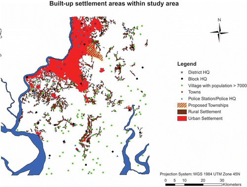 Figure 2. Built-up settlement areas within study area.