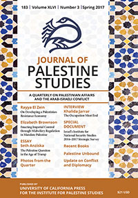 Cover image for Journal of Palestine Studies, Volume 46, Issue 3, 2017