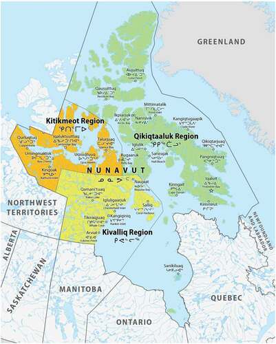 Figure 1. Map of Nunavut communities and regions.