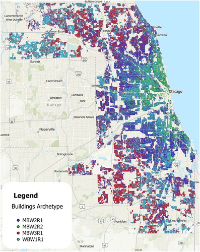 Figure 3. The GIS visualization of main archetypes in the Chicago Metropolitan Area.