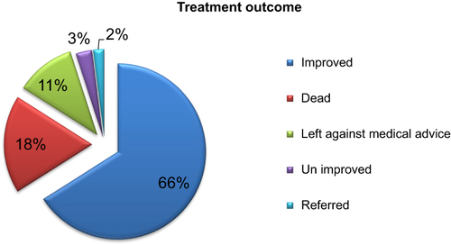 Figure 2 Treatment outcome of adult stroke patients admitted to JUMC.