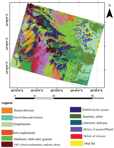 Figure 8. Classification results achieved by SVM of ASTER data in the study area.