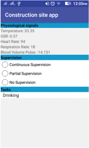 Figure 4. Android mobile application for data collection.