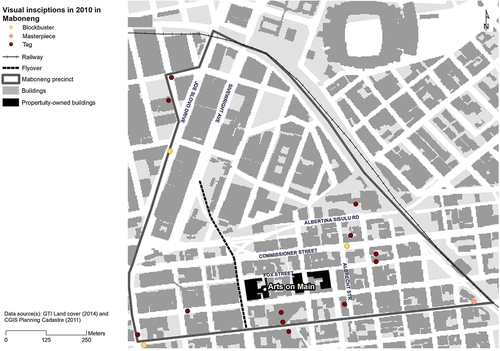 Figure 3. A map of visual inscriptions from 2010. Data from Google Street view. Map by author.