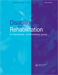 Cover image for Disability and Rehabilitation, Volume 39, Issue 14, 2017