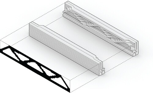 Figure 10. The resulting internal structure reflects the optimisation pattern delineated by the TO, whilst the external surfaces remain congruent with the predefined volumetric boundary of the element.