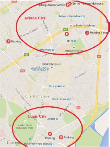 Figure 4. Parking location of the considered cities.