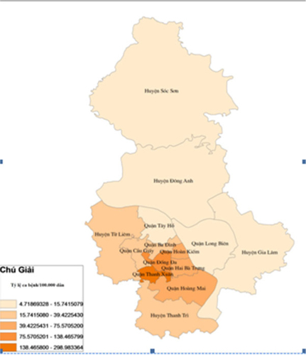 Fig. 1 Annual distributions of DF cases in Hanoi (study period: 2002–2010).