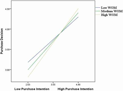 Figure 3. Moderation effect of WOM interaction scatterplot