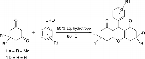 Scheme 1.  Hydrotrope induced synthesis of 1,8-dioxo-octahydroxanthenes.