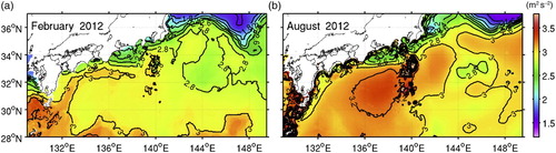 Fig. 16 As in Fig. 15, but with TUMSAT-TS for (a) February and (b) August 2012.
