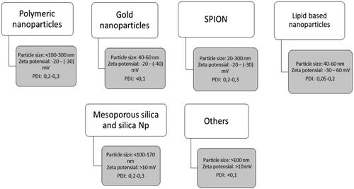 Figure 5. Characteristic of each type of nanoparticles.