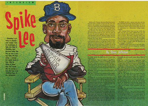 Figure 4. Spike Lee interview in Players magazine, illustration by André LeRoy Davis, 1988.