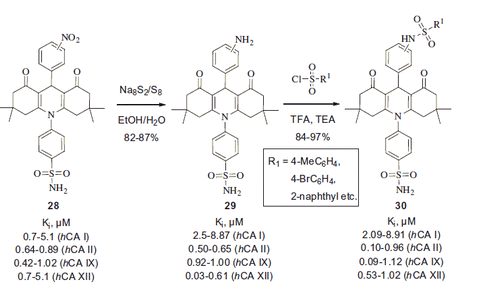 Scheme 12. Acridine derivatives 28–30.