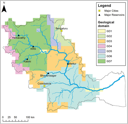 Figure 3. Hydrogeological domains defined for the conceptual groundwater model in GWAVA-GW. For details see Fig. 2.