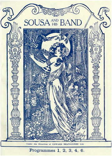 Figure 4. Concert programme cover from the Sousa Band’s Australasian tour, 1911. ‘Sousa and his Band. Programmes 1, 2, 3, 4, 6.’ Papers of Alex Whitmore (1906, 1911), UMA-ACE-19750065, University of Melbourne Archives. Reproduced with permission of the University of Melbourne Archives.